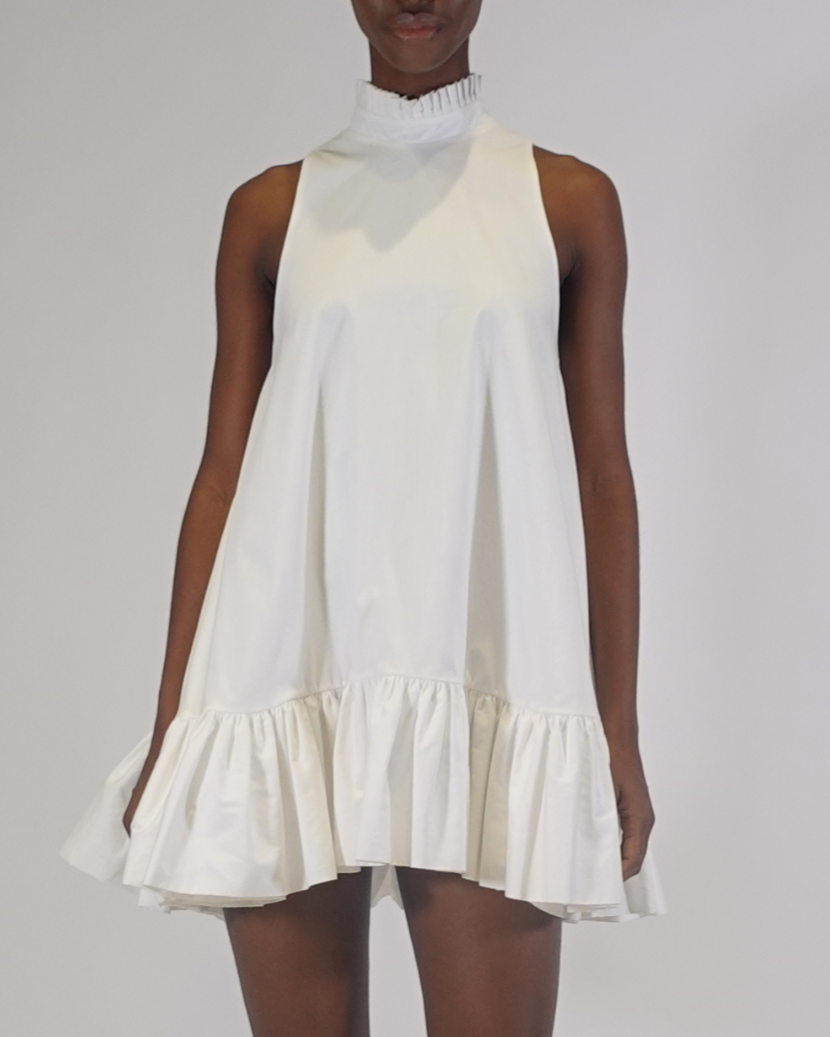white poplin mini dress Viktor&Rolf White Pleated Poplin Mini Dress