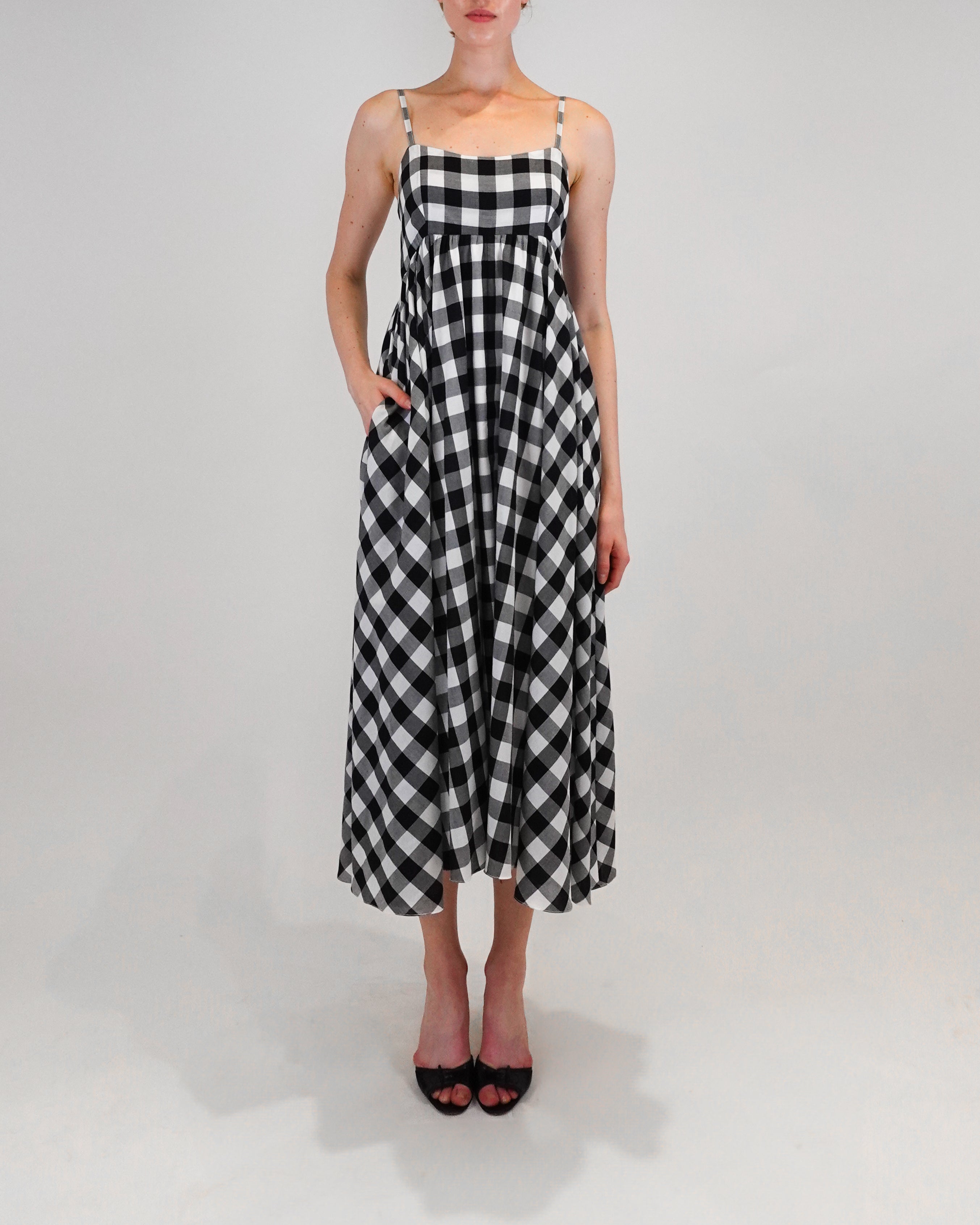 Rachel Gingham Midi Dress Black and White / 2XL Rachel Gingham Midi Dress Black and White / 2XL