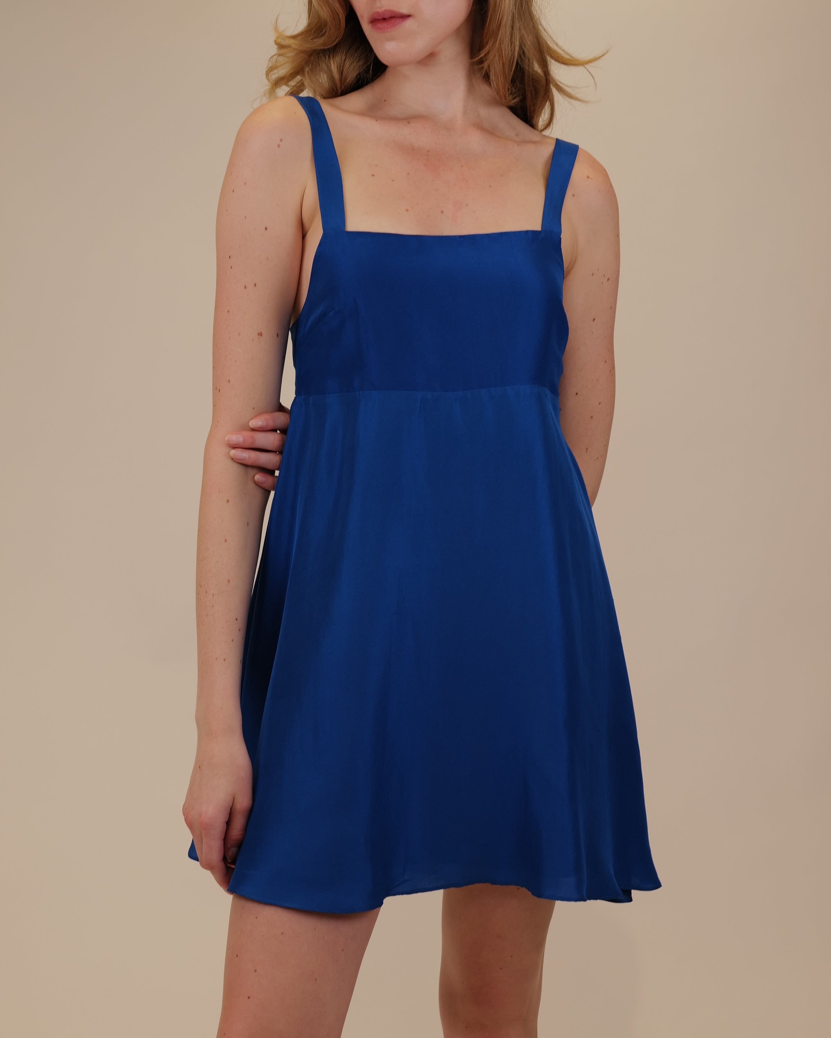 arden mini dress Arden Raw Silk Mini Dress Sapphire / XL