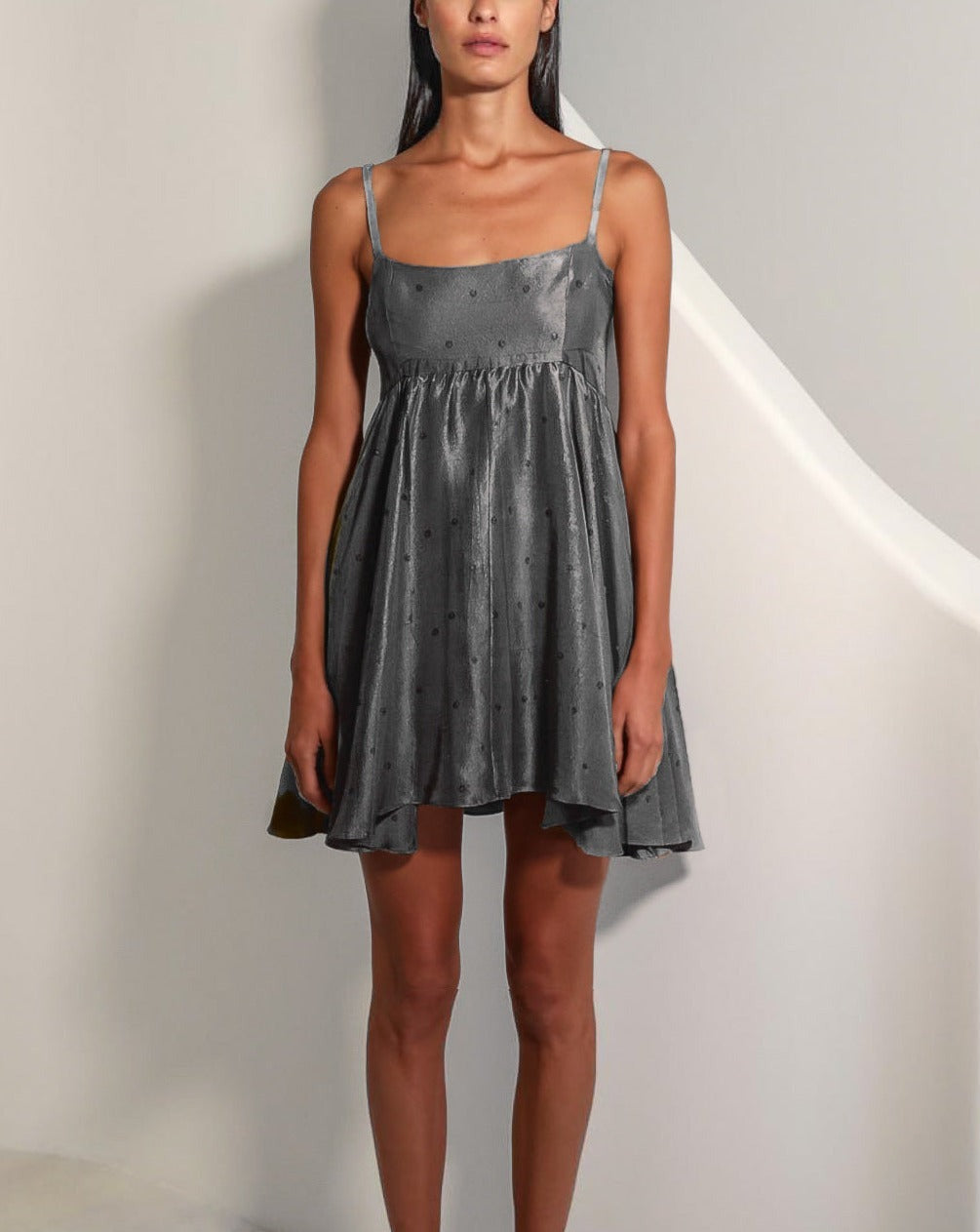 Rachel Raw Silk Embellished Mini Dress