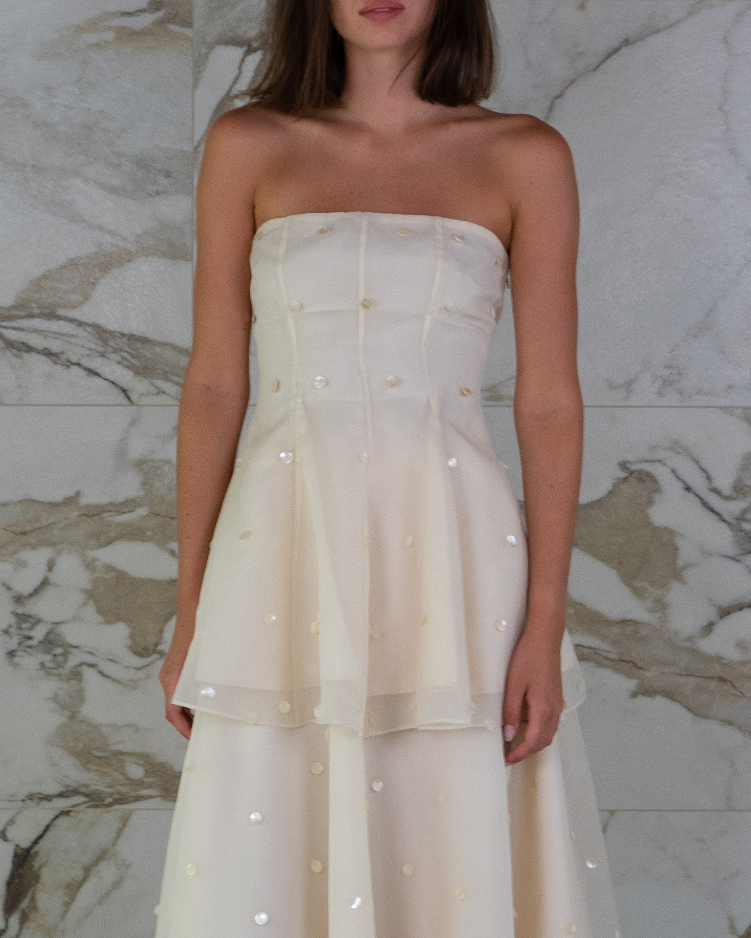 azeeza mini dress Sable Organza Embellished Mini Dress Pearl Embellished / S