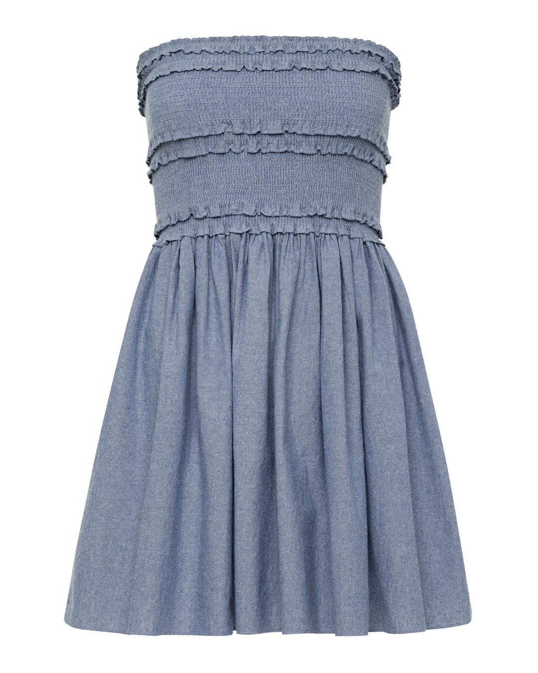 green emerald velvet dress Erma Drop Waist Linen Dress-Chambray