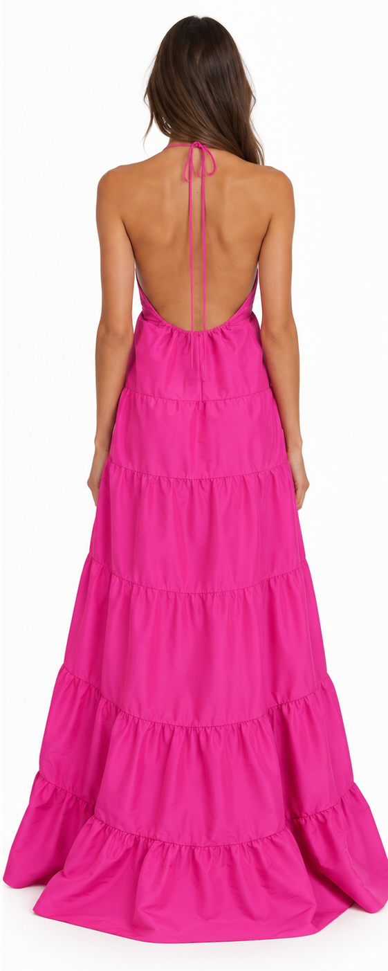 Kitty Duppioni Gown - Ultra Pink