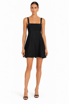 Arden Black Raw Silk Mini Dress
