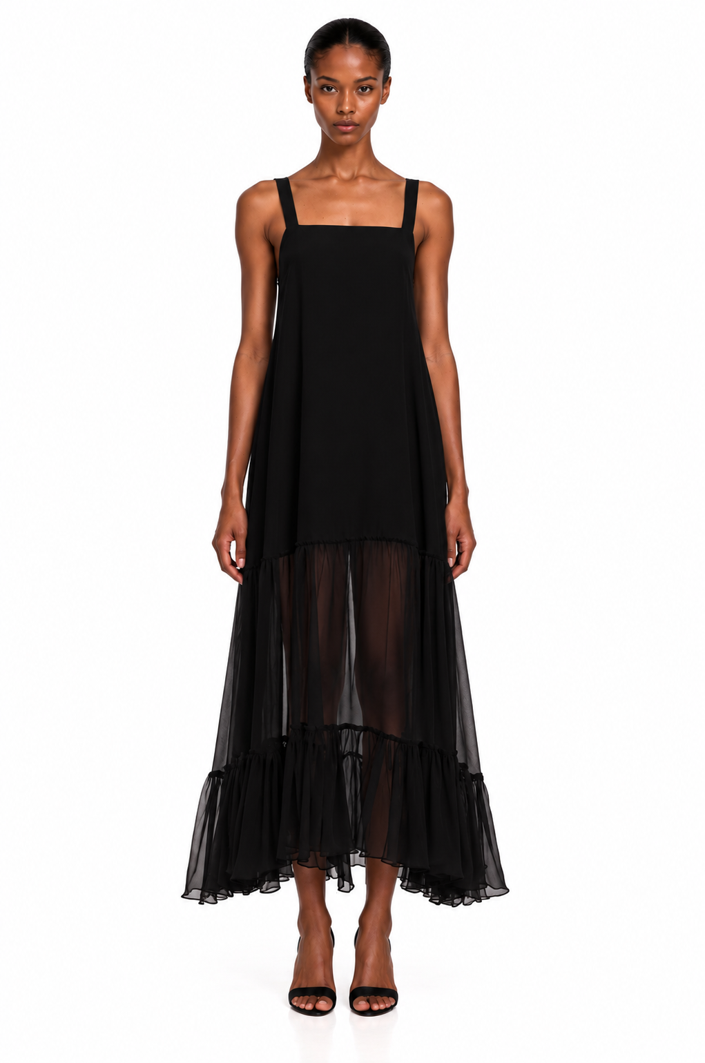 Bellevue Cotton Voile/Chiffon Midi Dress