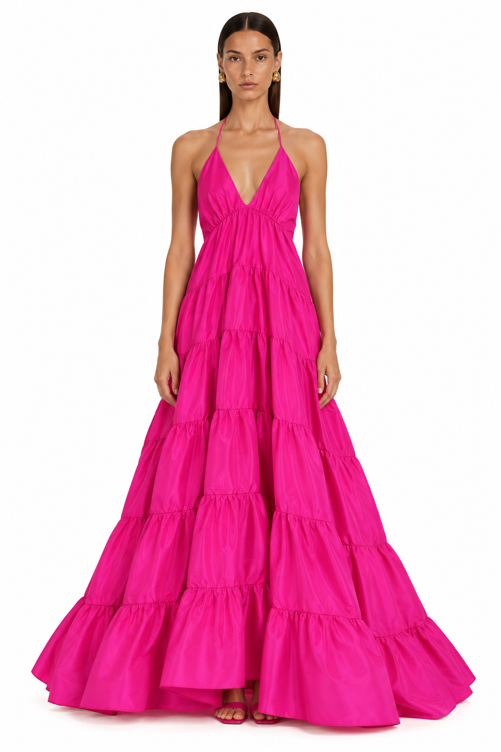 Kitty Duppioni Gown - Ultra Pink