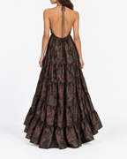 Kitty Printed Taffeta Gown - Brown Paisley
