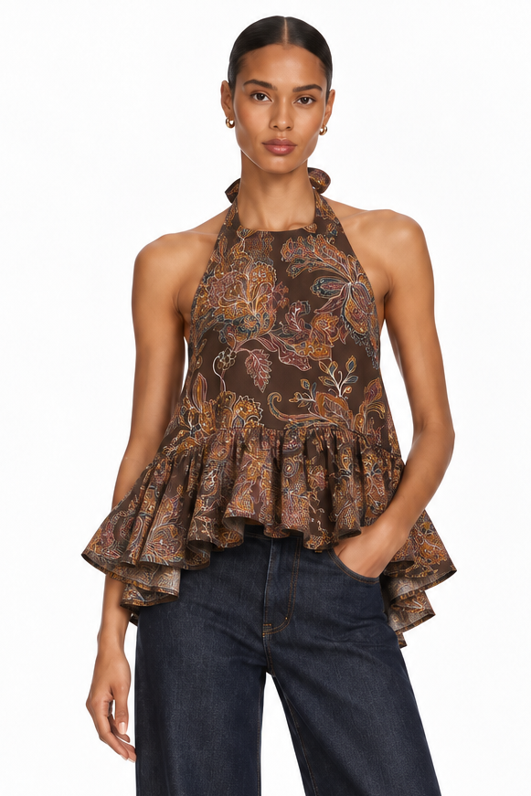 Winston Chocolate Paisley Top