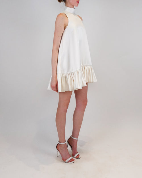 Azeeza Women's Alcott Silk Trapeze Minidress - Cream - Size Medium Azeeza Women's Alcott Silk Trapeze Minidress - Cream - Size Medium