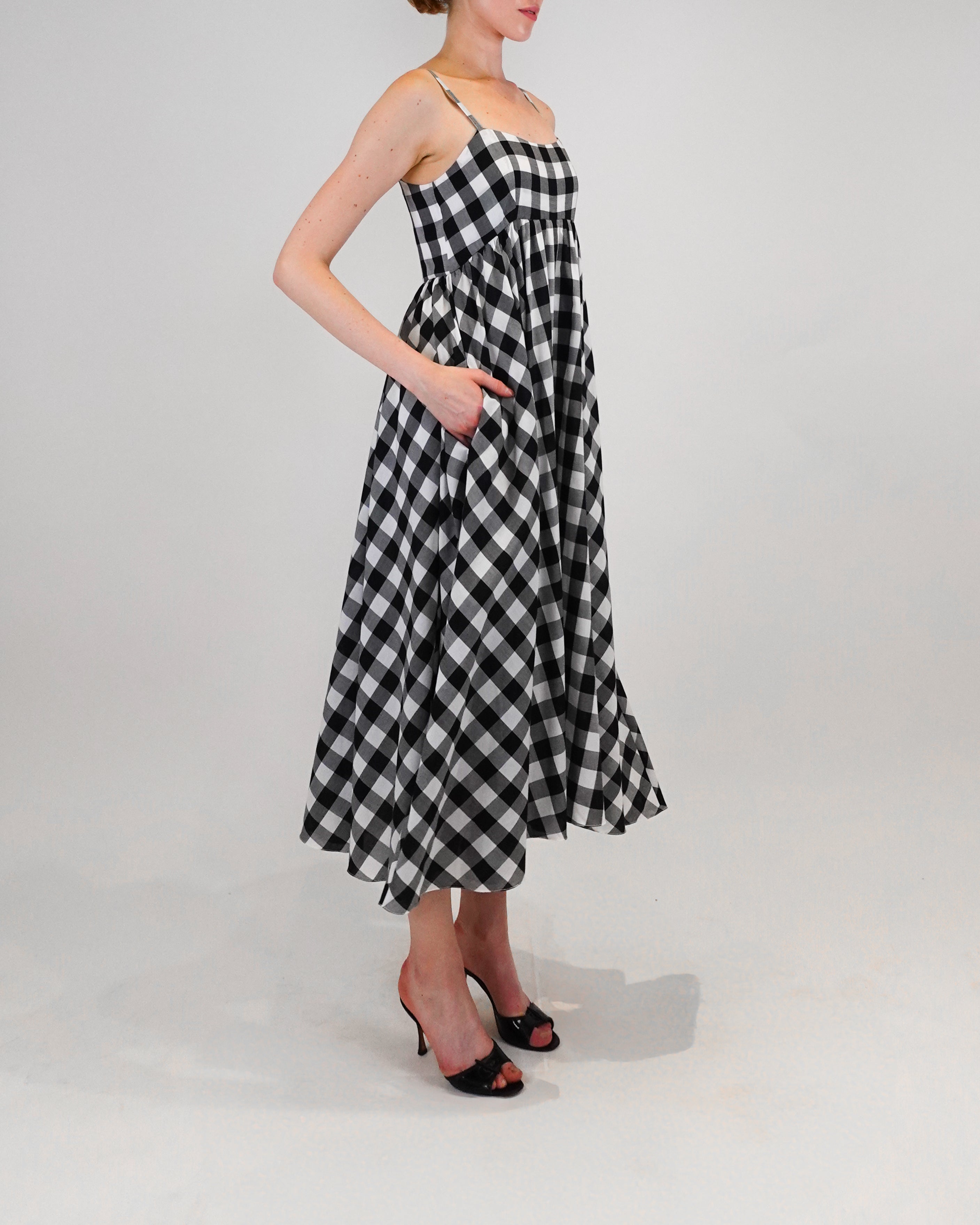 Azeeza Gingham Rachel Midi Dress - Black/White Azeeza Gingham Rachel Midi Dress - Black/White