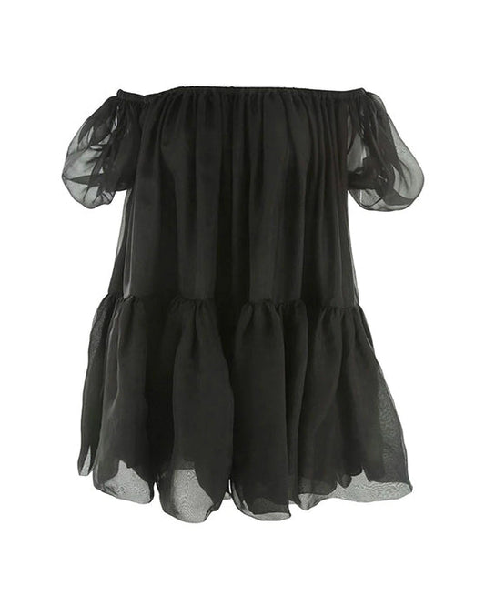 Black Elyssa Organza Mini Dress
