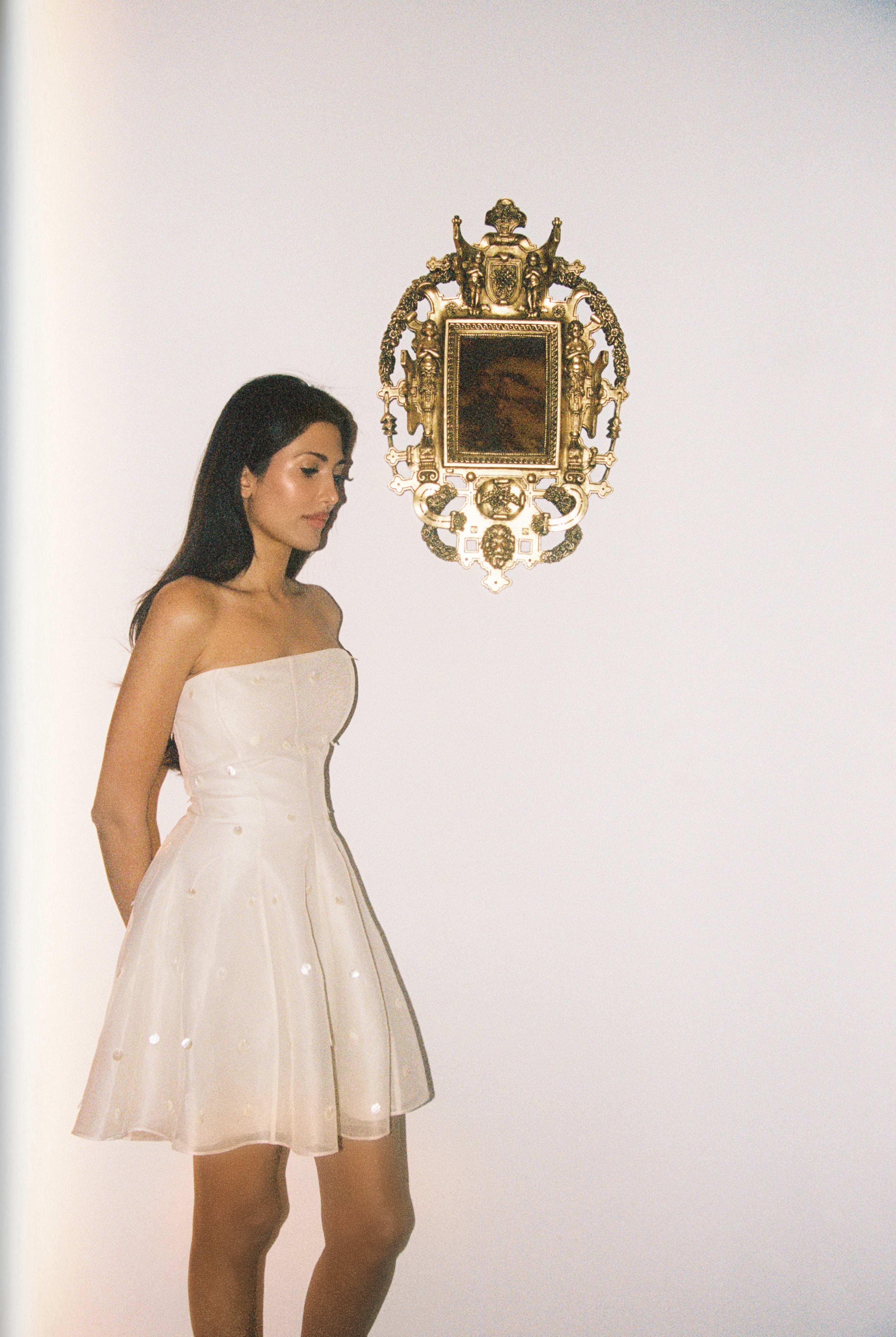 ambessa embellished organza mini dress Sable Organza Embellished Mini Dress Azeeza