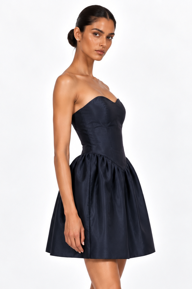 Naina Navy Taffeta Mini Dress