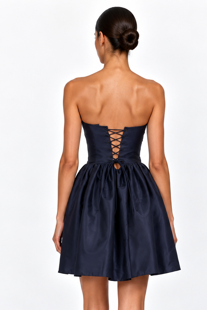 Naina Navy Taffeta Mini Dress