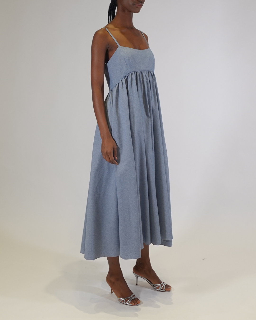 Rachel Chambray Midi Dress - Medium Denim / M Rachel Chambray Midi Dress - Medium Denim / M
