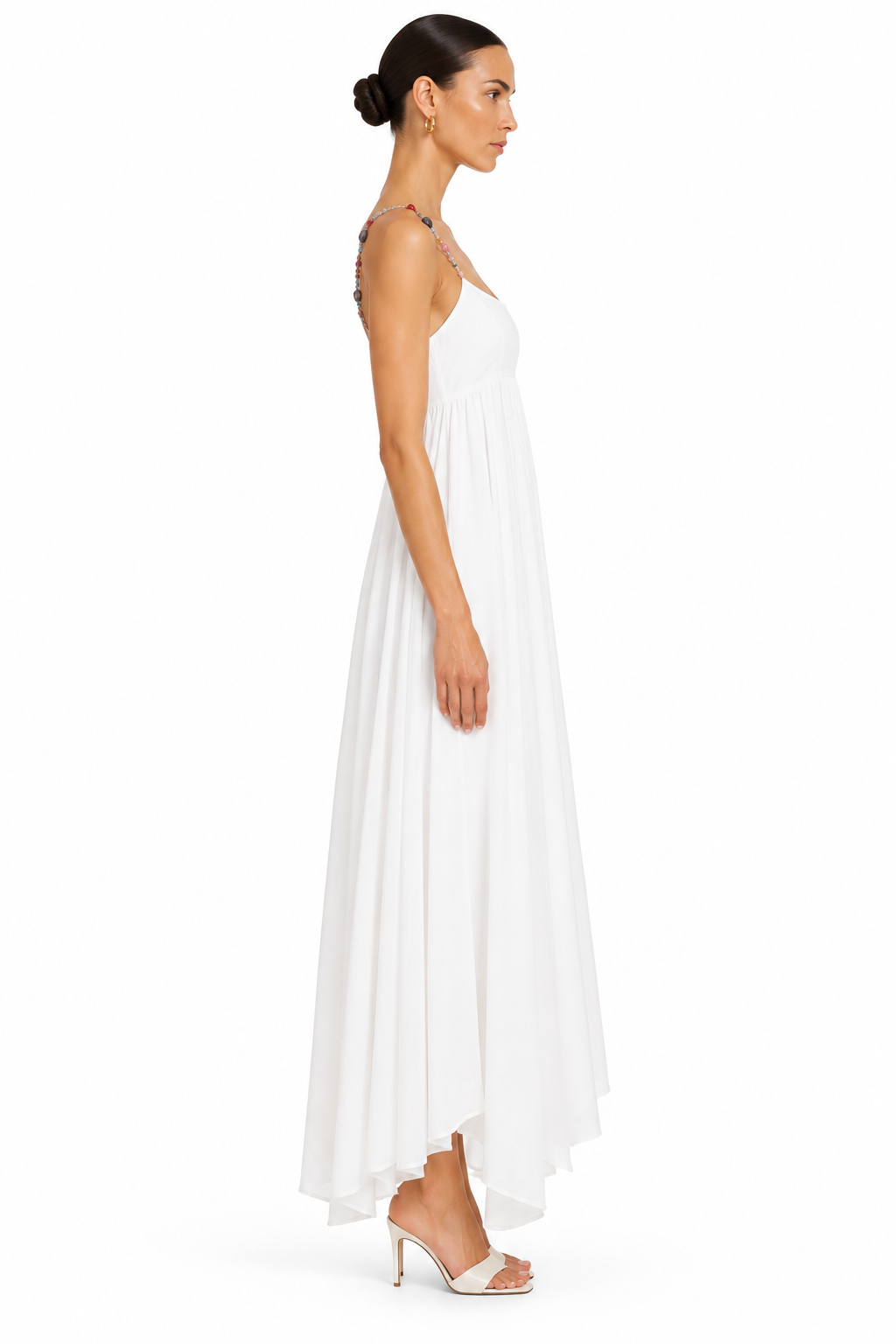 Rachel Cotton Voile / Embellished Straps Midi Dress