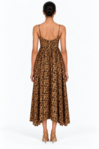 Rachel Printed Raw Silk Midi Dress