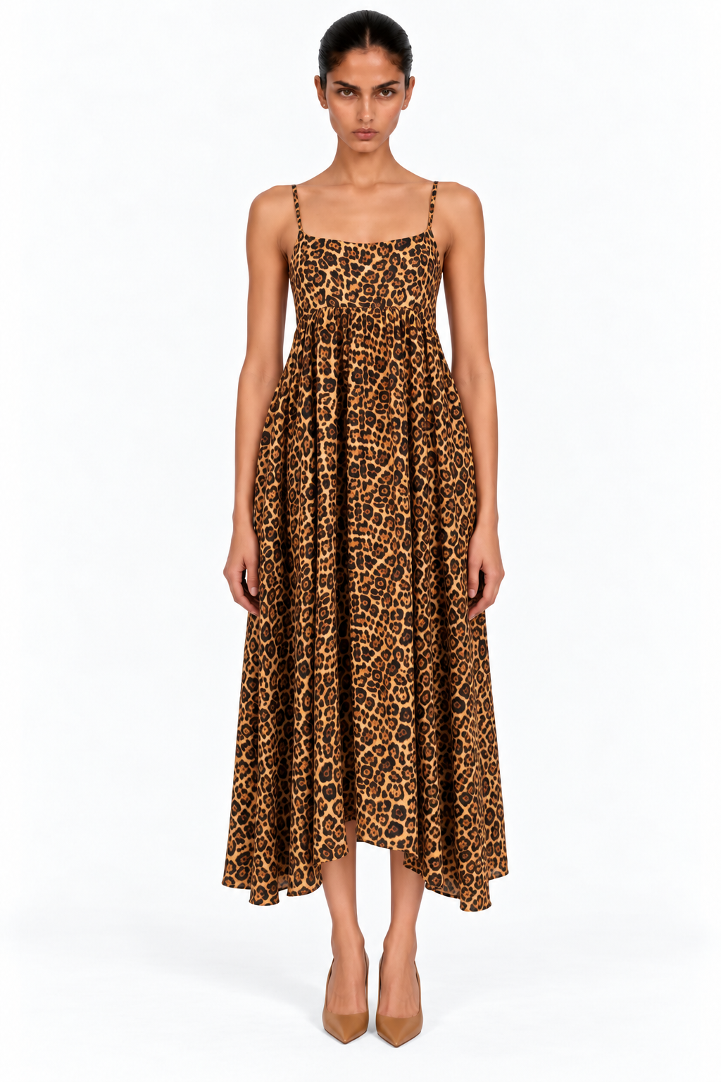 Rachel Printed Raw Silk Midi Dress