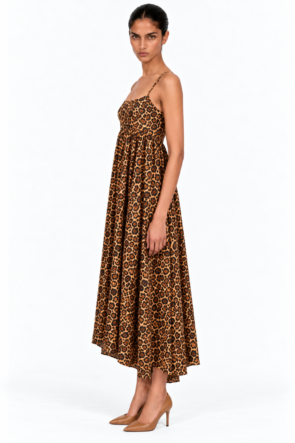 Rachel Printed Raw Silk Midi Dress