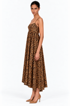 Rachel Printed Raw Silk Midi Dress