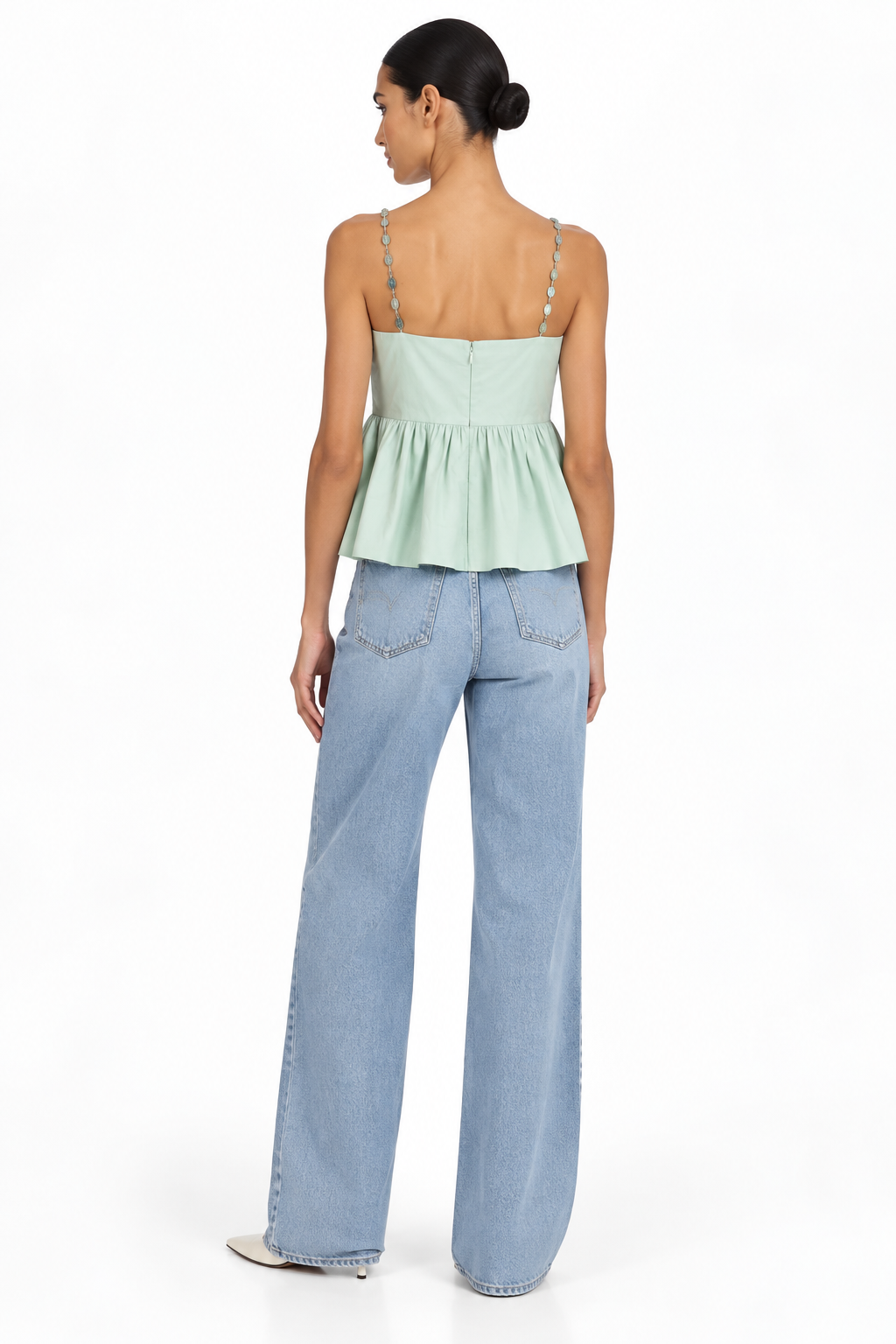 Rayna Poplin / Embellished Straps Top
