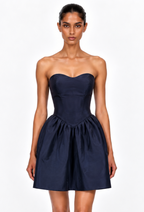 Naina Navy Taffeta Mini Dress