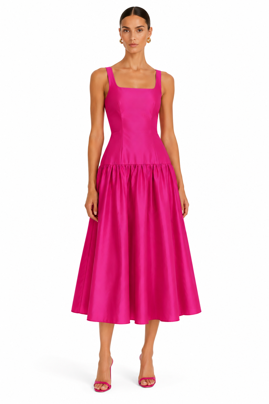 Usha Taffeta Midi Dress