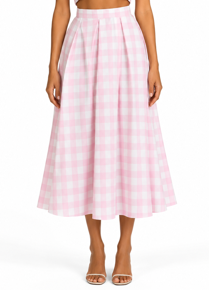 Sheridan Gingham Midi Skirt