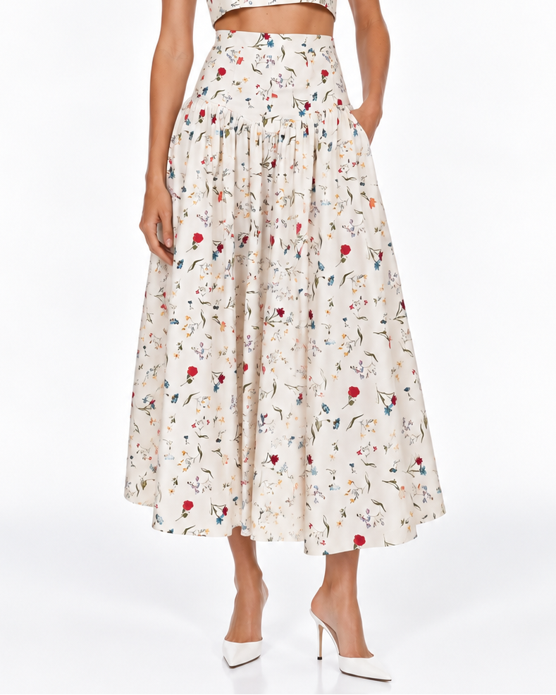 Noora Printed Poplin Skirt
