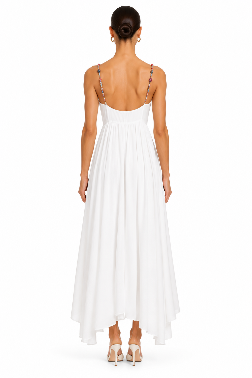 Rachel Cotton Voile / Embellished Straps Midi Dress