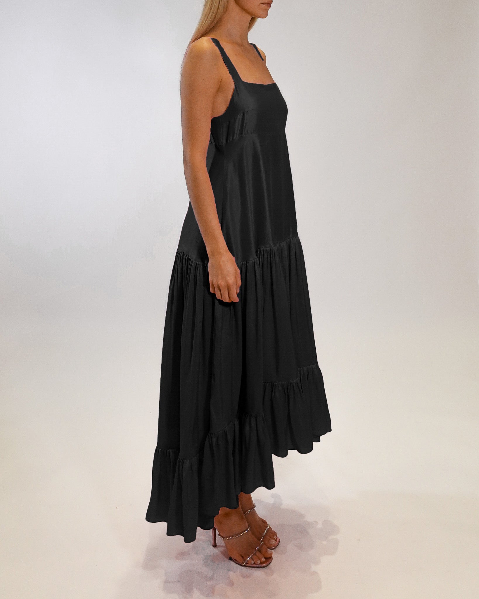 raw silk black dress Twilight Black Embellished Raw Silk Gown